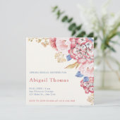 Brautdusche Einladung Frühlingspastel Florals (Stehend Vorderseite)