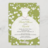 Brautdusche Einladung Grüne Blume (Vorne/Hinten)
