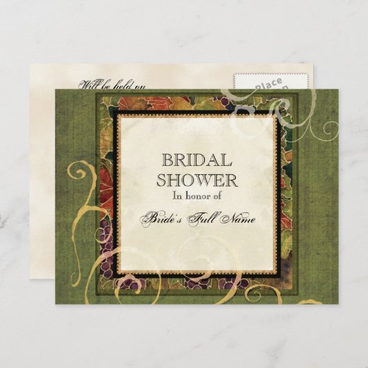 Brautdusche Einladung Herbst Weinleder (Vorne/Hinten)