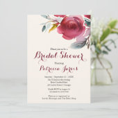 Brautdusche Einladung Marsala Chic Boho Floral (Stehend Vorderseite)