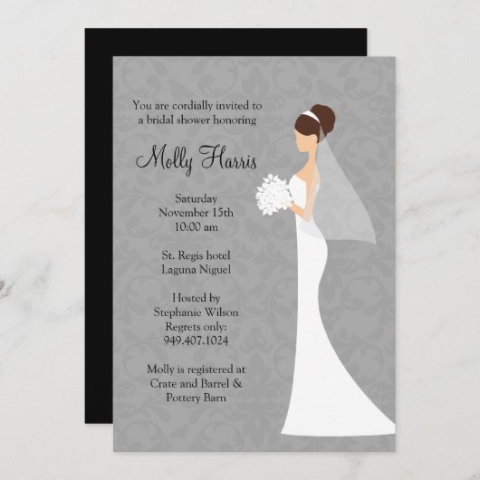 Brautdusche Einladung mit passenden Umschlägen (Vorne/Hinten)