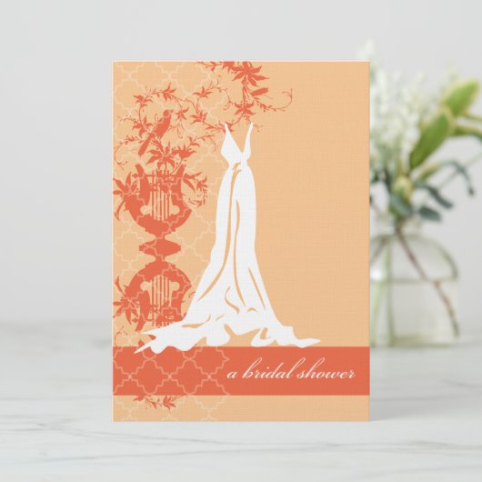 Brautdusche Einladung| Orange Einladung (Stehend Vorderseite)