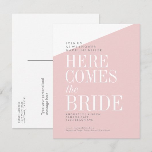 Brautdusche Einladung Postkarte (Vorne/Hinten)