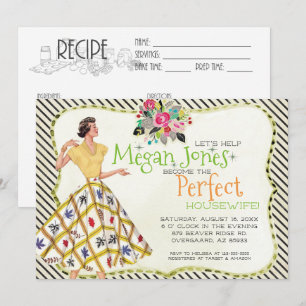 Brautdusche Einladung Retro-Hausfrau