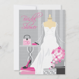 Brautdusche Einladung Rosa und Silber