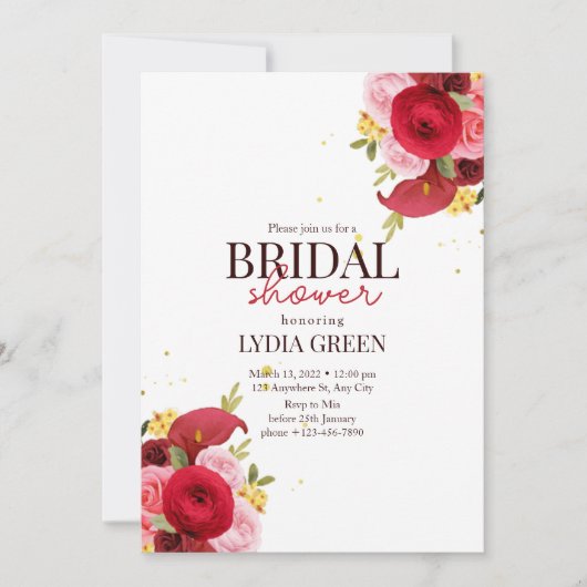 Brautdusche Einladung Rotes Brautparty (Vorderseite)