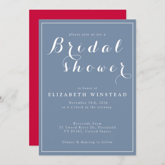 Brautdusche Einladung - schön und elegant (Vorne/Hinten)