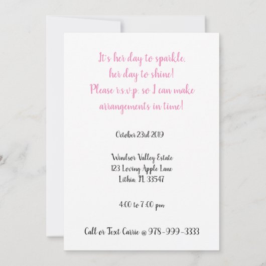 Brautdusche Einladung - Sparkle und Shine (Rückseite)