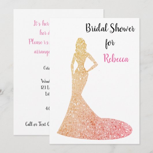 Brautdusche Einladung - Sparkle und Shine (Vorne/Hinten)