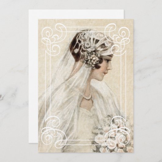 Brautdusche Einladung Vintage Braut mit Rahmen (Vorne/Hinten)