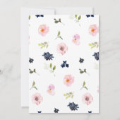 Brautdusche Einladungen Rosa Navy Blumenbrunch (Rückseite)
