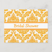 Brautdusche, eleganter gelber Damast Einladungspostkarte (Vorderseite)