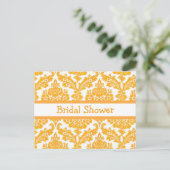 Brautdusche, eleganter gelber Damast Einladungspostkarte (Stehend Vorderseite)