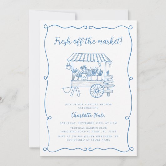 Brautdusche frisch vom Markt Einladung (Vorderseite)