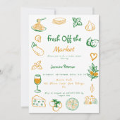 Brautdusche frisch vom Markt Einladung (Vorderseite)