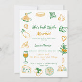 Brautdusche frisch vom Markt Einladung (Vorderseite)