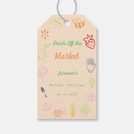 Brautdusche frisch vom Markt Geschenkanhänger (Vorderseite)