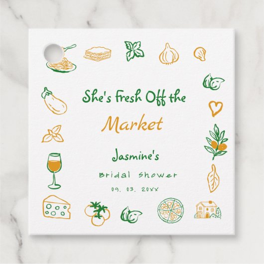 Brautdusche frisch vom Markt Geschenkanhänger (Vorderseite)