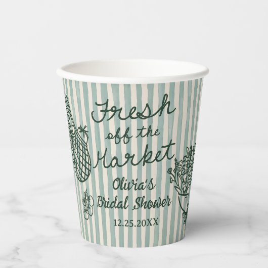 Brautdusche frisch vom Markt Pappbecher (Vorderseite)