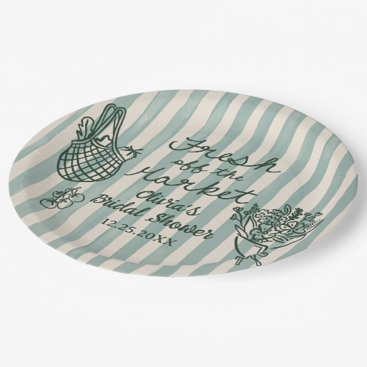 Brautdusche frisch vom Markt Pappteller (Schrägansicht)