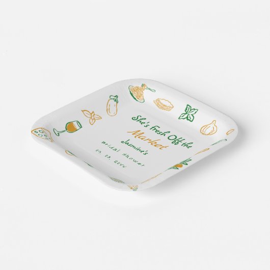 Brautdusche frisch vom Markt Pappteller (Gewinkelt)