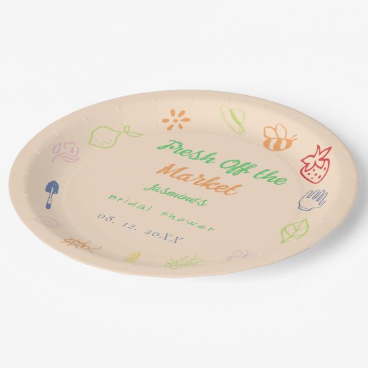 Brautdusche frisch vom Markt Pappteller (Schrägansicht)