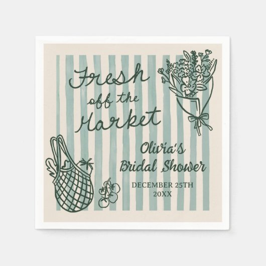 Brautdusche frisch vom Markt Serviette (Vorderseite)