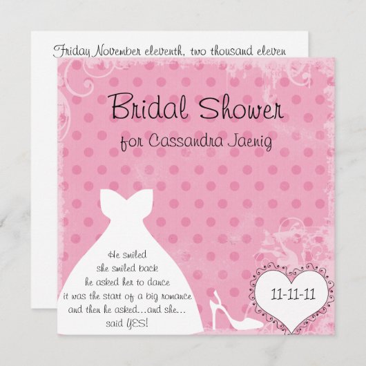 Brautdusche für Hochzeitskleidung Einladung (Vorne/Hinten)