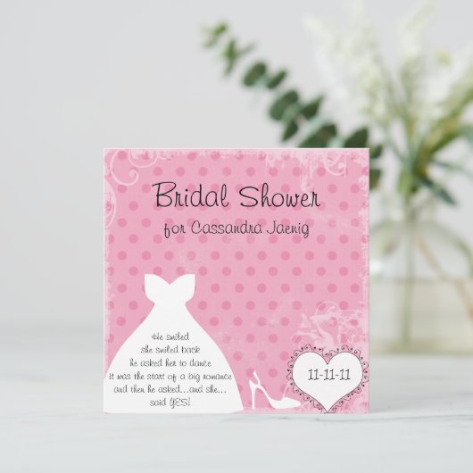 Brautdusche für Hochzeitskleidung Einladung (Stehend Vorderseite)