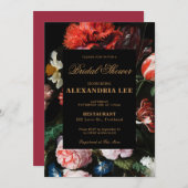 Brautdusche Hochzeit Einladung Schwarze Blume (Vorne/Hinten)