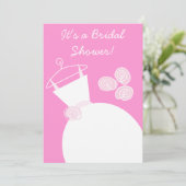 Brautdusche Hochzeitgown Rosa Einladung (Stehend Vorderseite)