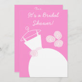 Brautdusche Hochzeitgown Rosa Einladung (Vorne/Hinten)