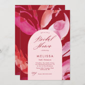 Brautdusche in Rot und Rosa Einladung (Vorne/Hinten)