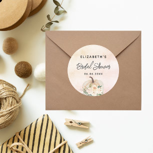Brautdusche Kürbis Herbst Creme Roségold Runder Aufkleber