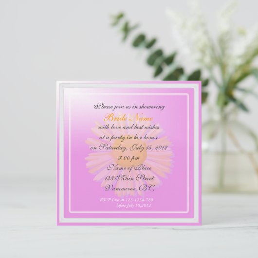 Brautdusche, lila Blume Einladung (Stehend Vorderseite)