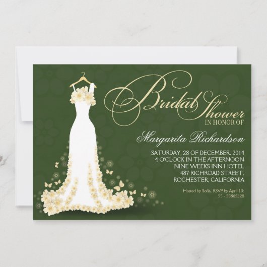 Brautdusche mit Hochzeitskleid Einladung (Vorderseite)