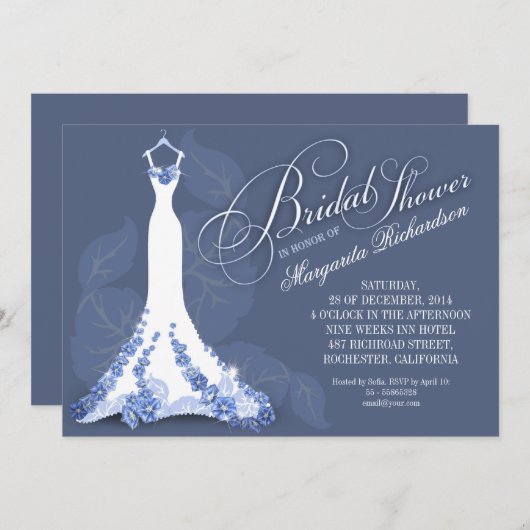 Brautdusche mit Hochzeitskleid Einladung (Vorne/Hinten)