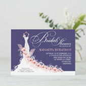 Brautdusche mit Hochzeitskleid Einladung (Stehend Vorderseite)