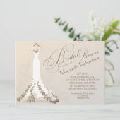 Brautdusche mit Hochzeitskleid Einladung (Stehend Vorderseite)