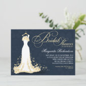 Brautdusche mit Hochzeitskleid Einladung (Stehend Vorderseite)