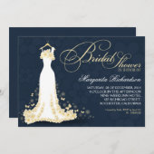 Brautdusche mit Hochzeitskleid Einladung (Vorne/Hinten)