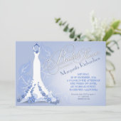 Brautdusche mit Hochzeitskleid Einladung (Stehend Vorderseite)