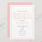 Brautdusche mit rosa Blütenfarbe Einladung (Vorne/Hinten)