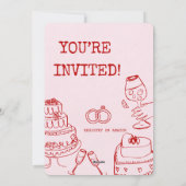 Brautdusche mit rosa und rosa Motiv Einladung (Rückseite)