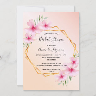 Brautdusche Rosen gold zartrosa florale Geometrie Einladung
