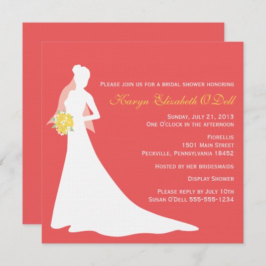 Brautdusche Silhouette Einladungen (Vorne/Hinten)