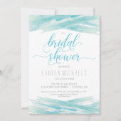Brautdusche, Wasserfarbe, Blau, Silber Einladung (Vorderseite)