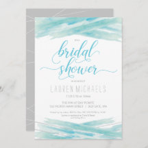 Brautdusche, Wasserfarbe, Blau, Silber