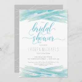 Brautdusche, Wasserfarbe, Blau, Silber Einladung