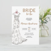 Brautdusche zum Hochzeitskleid Einladung (Stehend Vorderseite)